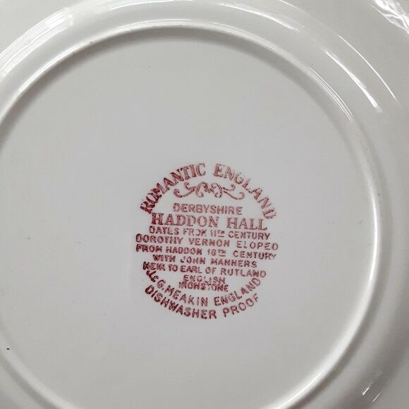J&G Meakin Romantic England Haddon Hall 10" rose tone dinner plate transferware - Picture 2 of 4